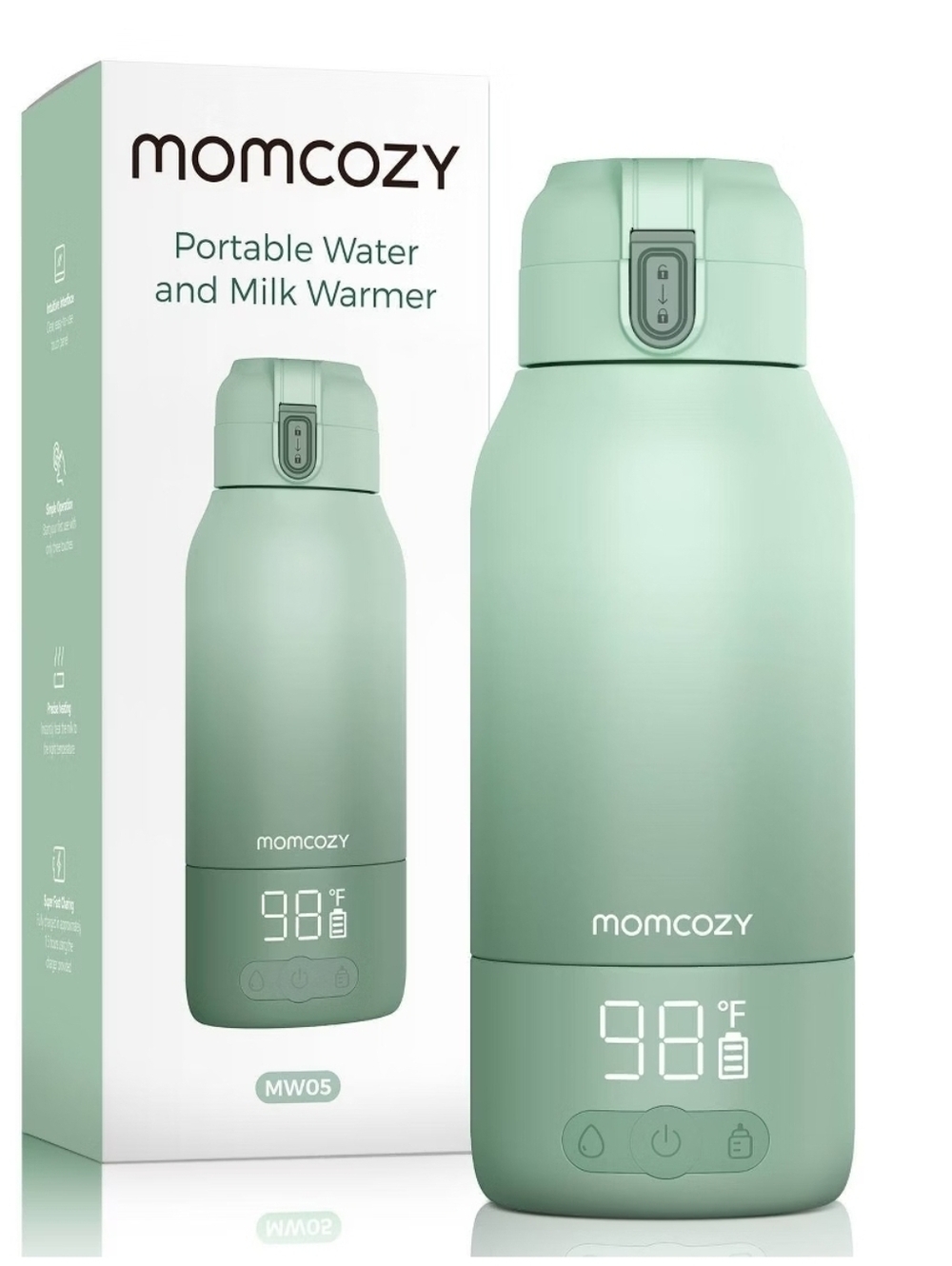 momcozy Portable Water & Milk Warmer - Mint Green